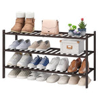 viewcare Long Shoe Rack, Bamboo Wood Shoe Rack for Closet, Entryway & Hallway, 3-Tier Stackable Shoe Shelf - color: Brown, size: 3-Tier Long