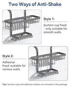 YASONIC Shower Caddy Hanging - Never Rust Organizer - Aluminum over The head caddy with 10 Hooks for Razor/Sponge - Shower Rack with Soap Basket - Grey - color: Grey