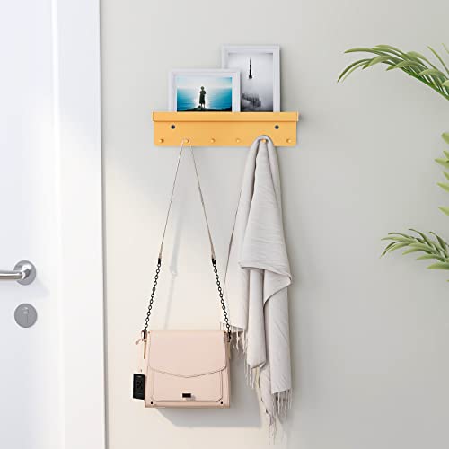 MKO Key Holder for Wall, Mail Organizer and Key Rack with Tray for Hallway, 6 Key Hooks Wall Mount Adhesive(Gold) - color: Gold 1pcs