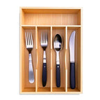 guiogc Bamboo Kitchen Drawer Silverware Organizer, 9 Inch Silverware Utensils Tray Holder for Small Drawer, Cutlery Tray, Wood Caddy for Flatware Cutlery Knives 5-Slots - size: 9" Wx13"d (5-slots)