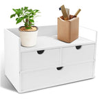 Charmewooden Desk Organizer with Drawers Countertop Drawer Organizer Drawers for Desk Top Home Office Workspace Bathroom Toiletries Supplies (White with shelf) - style: White with shelf