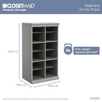 ClosetMaid Modular Storage 68.76-78.78-inch W 4-Drawer 19-Shelf Wood Closet System with Doors, Smoky Taupe - color: Smoky Taupe