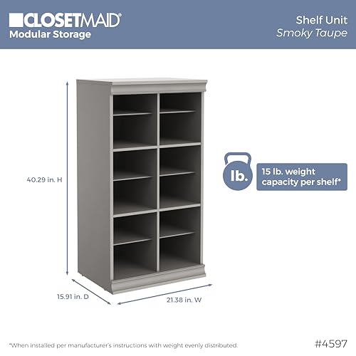 ClosetMaid Modular Storage 68.76-78.78-inch W 4-Drawer 19-Shelf Wood Closet System with Doors, Smoky Taupe - color: Smoky Taupe