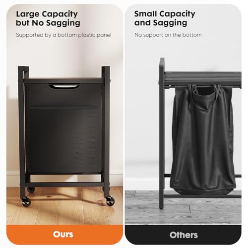 DUMOS Laundry Sorter, 18.3Gal (69L) Capacity Rolling Laundry Basket with Pull-Out Removable Bags & Movable Wheels,Clothes Separator Hamper Cart for Laundry Room, Bathroom and Bedroom Organizer - size: 1 × 18.3 Gal (69L)