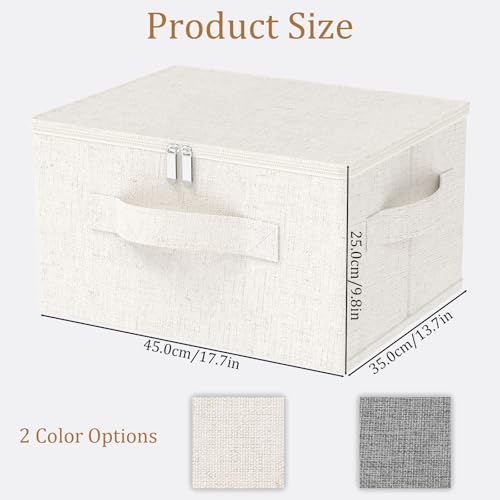 Underbed Storage Box with Lid, Foldable Clothes Organizers, Fabric Bins for Organizing Clothes, Shoes, Blankets, Pillows, 17.7x13.7x9.8Inches, Beige, 2 Pack - color: Beige, size: 17.7x13.7x9.8in(2 Pack)