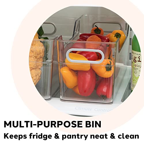 Oggi Cabinet/Drawer High Wall Storage Bin - 14" x 5", Clear/Gray, Ideal for Kitchen Organization, Pantry Storage, Fridge Organizing - Set of 6 - size: 14" x 5" - Tall (set of 6)