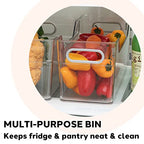 Oggi Cabinet/Drawer High Wall Storage Bin - 14" x 5", Clear/Gray, Ideal for Kitchen Organization, Pantry Storage, Fridge Organizing - Set of 6 - size: 14" x 5" - Tall (set of 6)