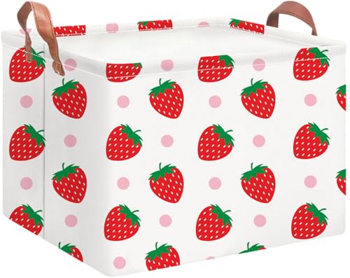 NTAOHAMPER Rectangular Storage Basket Empty, Storage Bin with Handles, Room Decor, Gift Basket, Book Box(Strawberry) - color: Strawberry