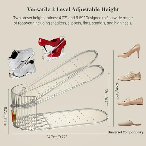 Clear 10 Pack Shoe Slot Organizer, Shoe Stacker Organizer Holders for A Pair of Shoes, Adjustable Thickening Double Layer 50% Shoe Space Saver Rack Storage for Closet (clear, 10 Pack) - size: 10 Pack