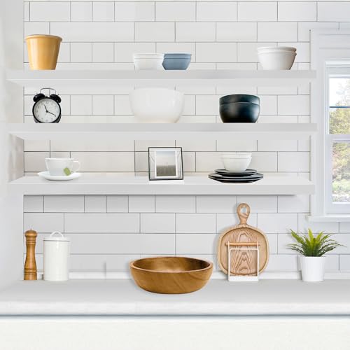 Sorbus Floating Shelves for Wall - 55 Inch Extra-Long Bathroom Shelves, Wall Decor for Bedroom, Kitchen, Living Room, Book Storage - Mounted Floating Shelf with Hidden Brackets (White, 3 Pack) - color: White, size: 55 Inch, style: 3 Pack