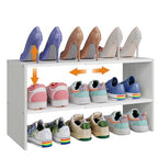 X-cosrack 2-Tier Shoe Rack Organizer for Closet, Expandable and Adjustable White Shoe Rack, Stackable Iron Wood Combination Shoe Storage Shelves for Closets, Entryway, Small Space, Hallway, Garage - size: 1 Pack 2 Tier