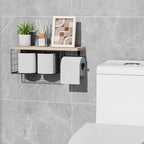 VITVITI Toilet Paper Holder with Shelf, Wall Mounted Toilet Paper Storage Basket, Wood Metal Toilet Roll and Wipes Holder for Bathroom Farmhouse (Natural) - color: Natural