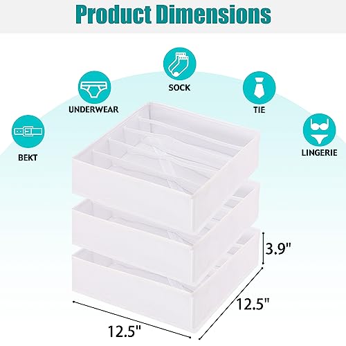 Bra Storage Drawers Organizer for Clothing Underwear Drawer Organizer Dividers Foldable Storage Cube Bins for Bra,Socks, Underwear,3 Pack （White） - color: White, size: 3 Pack