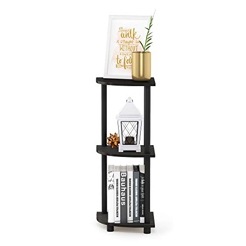 Furinno TURN-N-TUBE Corner Shelf, 3-Tier Corner Bookshelf, Display Storage Shelves with Open Shelves, for Organization and Storage, Living Room, Home Office, Garage, Espresso - color: Espresso/Black, size: 3-Tier Round Tube