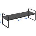 Expandable Cabinet Shelf Organizer Adjustable Metal Spice Rack Stackable Freestanding Counter Storage Shelves for Kitchen Cabinet Under Sink Office Desk (Black - 1Pack - L16.5-27'' * W10.2'' * H9.6'') - color: Black - 1pack - L16.5-27'' * W10.2'' * H9.6''
