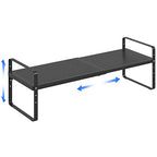 Expandable Cabinet Shelf Organizer Adjustable Metal Spice Rack Stackable Freestanding Counter Storage Shelves for Kitchen Cabinet Under Sink Office Desk (Black - 1Pack - L16.5-27'' * W10.2'' * H9.6'') - color: Black - 1pack - L16.5-27'' * W10.2'' * H9.6''