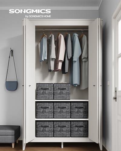 SONGMICS Storage Cubes, 13 x 13 x 13 Inches Non-Woven Fabric Bins with Double Handles, Set of 8, Closet Organizers for Shelves, Foldable, for Clothes, Ink Black UROB833B01 - color: Ink Black, size: 8 Pack (13"L x 13"W x 13"H)