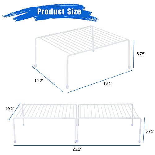 SIBAO Kitchen Cabinet Storage Shelf Rack/Plastic Feet - (13.1 x 10.2 Inch) - Steel Metal - Rust Resistant Finish - Cups, Dishes, Cabinet & Pantry Organization (2, White) - color: White