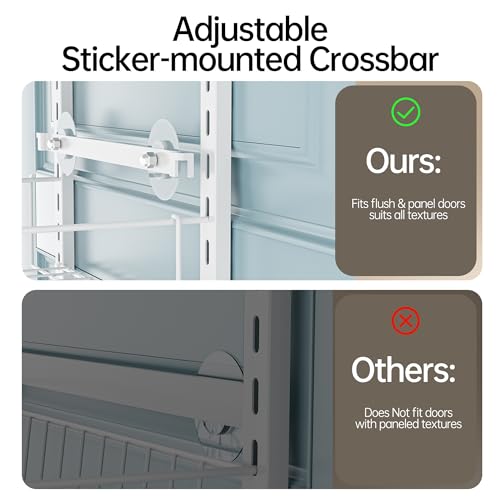 Delamu Pantry Door Organizer, Adjustable Metal Over the Door Pantry Organizer Rack, 6-Tier Over the Door Spice Rack, Kitchen Pantry Door Organizers and Storage, D5 W12 H52.1 inch, White, Small - color: White, size: 6 Tier-Small