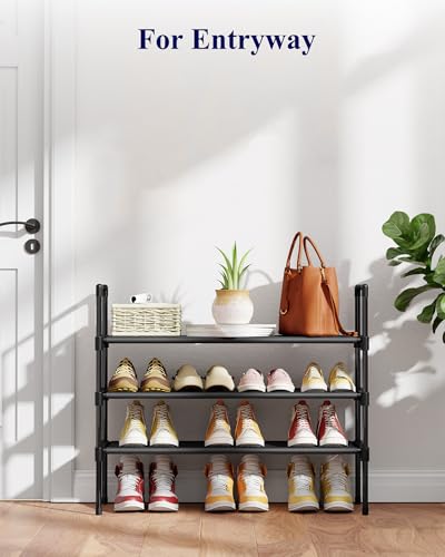 Kitsure Shoe Rack - 3-Tier Shoe Organizer, Shoe Rack for Closet, Entryway, Bedroom, Easy- Assembly Storage Shelf with Side Handles, 27.6" Wide - 3 Tiers, Black - color: Black, size: 27.6" Wide - 3 Tiers
