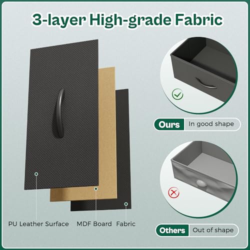 Huuger 43.3 Inch Tall Dresser for Bedroom, 6 Drawer Night Stand & Chests of Drawers, Fabric Dresser for Closet, Bedroom, Nightstand, End Table with Metal Frame, Storage Tower with Fabric Bins, Black - color: Black, size: 43.3inch(6 Drawers)