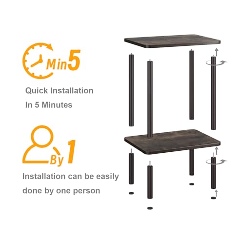 Apicizon 2 Tier End Table Set of 2, Small Side Table with Solid Wood Legs, Boho Bedside Table with Storage Shelf, Nightstand for Small Spaces, Bedroom, Living Room, Entryway, Rustic Oak - color: Dark Rustic Oak, size: 2 Set, style: 2 Tier