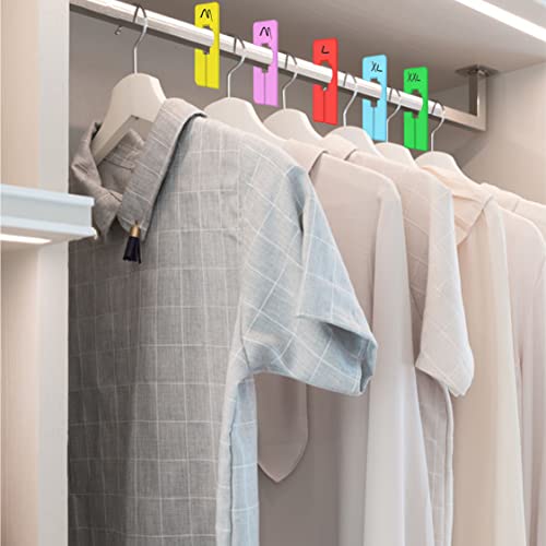 30 PCS Closet Rack Dividers, 6 Colors Rectangular Clothing Hanger Dividers with a Bonus Marker, Writable & Reusable for Sorting Clothes Size, Color Brand - color: Colour, size: 30 Pcs