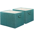 Simple Houseware 15 x 13 Inch Collapsible Fabric Storage Bin with Handles, 2 Pack, Turquoise - color: Turquoise
