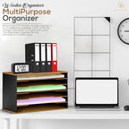 Wooden Paper Organizer 20.25"W x 12.25"H x 13.25"D, 6-Tier Storage for 12"x18" & 11"x17" Sheets, Includes Matching Pen Holder & Tray, Ideal for Office, Home, Art Room and Classroom - size: full set 20.25"W x 12.25"H x 13.25"D