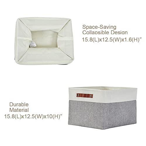 DECOMOMO Storage Bins, Extra Large Fabric Storage Baskets for Shelves, Decorative Linen Closet Organizer, 15.8 x 12.5 x 10 inches (Grey & White, 3 Pack) - color: Grey and White, size: Extra Large/3P