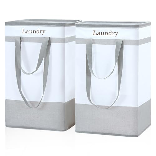 FairyHaus Laundry Basket 100L, 2Pack Laundry Hamper with Easy Carry Handles, Collapsible Laundry Baskets Hampers for Bathroom Clothes Storage Grey - color: Gray, size: 100L