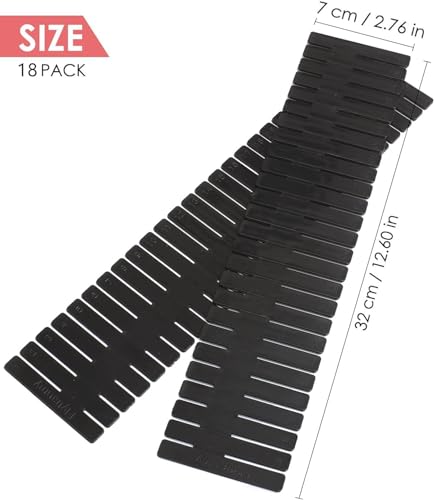 18Pcs Drawer Dividers, Adjustable Drawer Organizer for Socks, Underwear, Makeup, Can Help Tidy Kitchen, Bedroom, Dresser Black - color: Black, size: 18Pcs