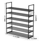 Hsscblet 6 Tiers Metal Shoe Rack,Adjustable Shoe Shelf Storage Organizer with Hooks,Stackable Boot & Shoe Storage,for Entryway,Hallway,Closet,Black - size: 6-Tier