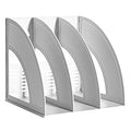 SAYEEC Magazine File Holders 3 Compartment Binder Stand Gray Magazine Storage Folder Desktop File Bookshelf Organizer Office Book Holder Rack for Office Home School - color: 3 Compartments - Gray