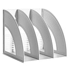 SAYEEC Magazine File Holders 3 Compartment Binder Stand Gray Magazine Storage Folder Desktop File Bookshelf Organizer Office Book Holder Rack for Office Home School - color: 3 Compartments - Gray