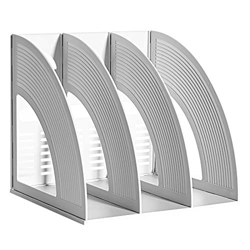 SAYEEC Magazine File Holders 3 Compartment Binder Stand Gray Magazine Storage Folder Desktop File Bookshelf Organizer Office Book Holder Rack for Office Home School - color: 3 Compartments - Gray