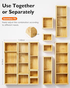 6PCS Desk Drawer Organizer Tray with 12 Compartments – Bamboo Office Storage Boxes Set for Junk Drawer Supplies, Utensils, Cosmetics, Jewelry and More - size: 12 Compartments