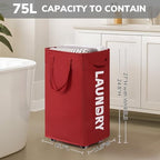 Goodpick Laundry Basket with Wheels,75L Large Roolling Laundry Basket with Removable Wash Bag, Clothes Hamper with Wheels for Laundry Room, Red - color: Red 1-Pack