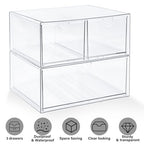 Prsildan Acrylic Drawer Makeup Organizer with 3 Drawers, Clear Stackable Storage for Baby Bottles, Craft, Jewelry & Hair Accessories, Multi-Use for Vanity, Countertop, Office Desk Organization - style: 3 Drawers