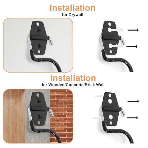 Tlence 16 Pack Metal Broom Hooks, Heavy Duty Garage Holder Wall Mount, S Type Anti-Slip Mop Rack, Cleaning Tools Holder Storage Organizer Hanger for Shovel Rakes Shed Garden Lawn Yard