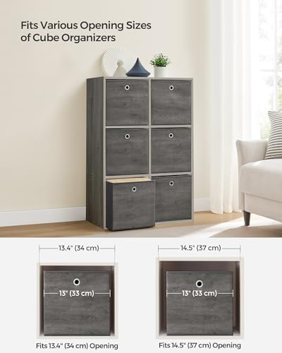 SONGMICS Storage Cubes, Set of 6 Storage Bins with Handles, Foldable Oxford Fabric and Non-Woven Fabric Storage Boxes, 13 x 13 x 13 Inches, Fit Cube Storage Unit, Misty Gray URFB133G01 - color: Misty Gray, size: 6 Pack (13"L x 13"W x 13"H)