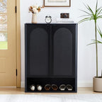 Shoe Cabinet, 5 Tier Wooden Shoe Storage Organizer Cabinet with Adjustable Shelves, Shoes Rack Accent Cabinet for Entryway Hallway Living Room, Black - color: Black