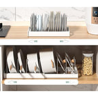 Expandable Pot and Pan Organizer Rack with 7 Stainless Steel Adjustable Shelves, for Neatly Storing Cookware, Pots, Pans, Lid - color: White（Style 1）