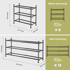 Easi 3-Tier Expandable Shoe Rack for Closet & Entryway, Adjustable 18"-33" Stackable Metal Shoe Organizer, Sturdy Free Standing Shoe Shelf for Small Space, Front Door, Cabinet - size: 3 Tier
