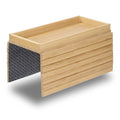 DETOR Couch Tray with Spacious 12.4" x 5.4" Storage Box, Natrual Bamboo Finish, Enhanced Non-Slip Felt Bottom, Sturdy Bamboo Slats, Fits Armrests 6" and Wider - color: Natural