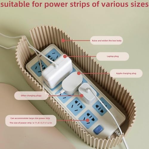 Cable Management Box,Desk Cord Organizer Box with Groove Cover,Plastic Cord Hider Box,Large Cable Box Organizer for Storaging Power Socket/TV/Computer/Router/Games Console Cable (Milk Tea) - color: Milk Tea