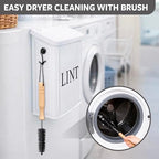 Calindiana Modern Farmhouse Metal Magnetic Lint Bin with Lid and Laundry Room Organization and Storage Wall Mount Space Saving Washer and Dryer Trash Can (White (LINT Brush Set)) - color: WHITE (LINT BRUSH SET)