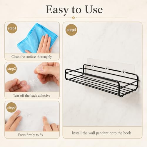 16 Pcs Shower Caddy Adhesive Replacement, Strong Shower Shelf Adhesive,WaterProof Showers Adhesives Strip, Ad-hesive Hook for Showers, No Drilling for Bathroom Storage Shelve and Kitchen Rack - color: 16pcs Transparent