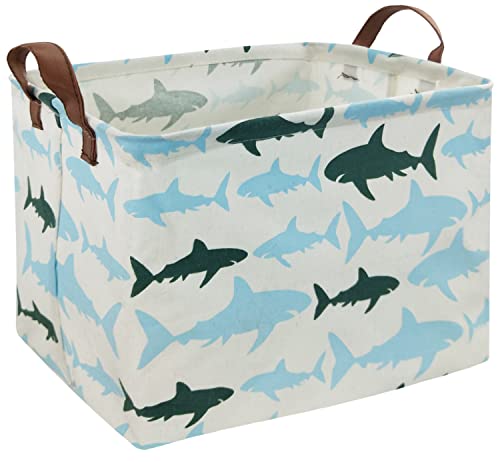 HIYAGON Baby Kids Storage Basket Shark Gift Basket Empty Boys Toy Storage Bin Organizer Box Rectangular Room Decor for Home,Books(Blue Shark) - color: Blue shark