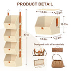 MSJGA 4-Tier Hanging Closet Organizer and Storage with Detachable Bins, Fabric Hanging Shelves for Closet, Dorm, Rv, Space-Saving Collapsible Basket for Handbags, Clothes (47” H)
